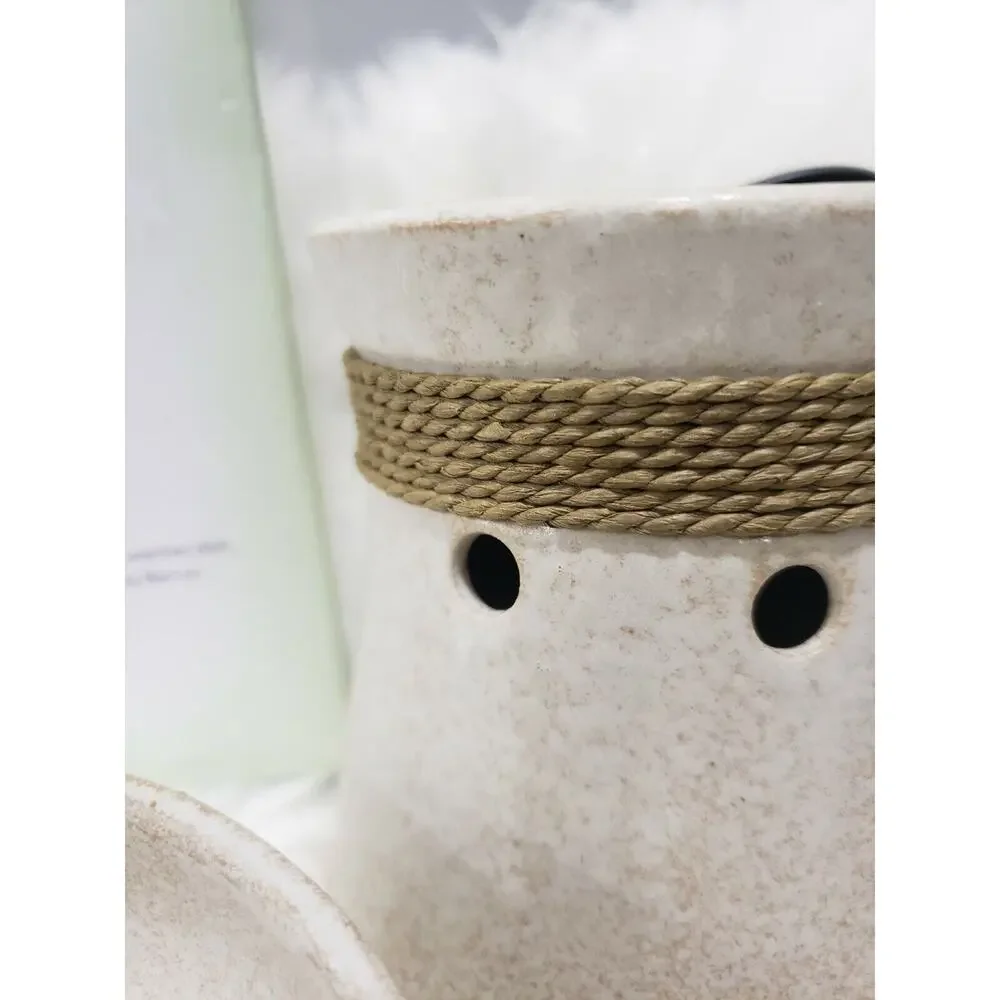 NEW UNUSED SCENTSY Nantucket Nautical Boho Beige Mid-Size‎ Wax Warmer natural